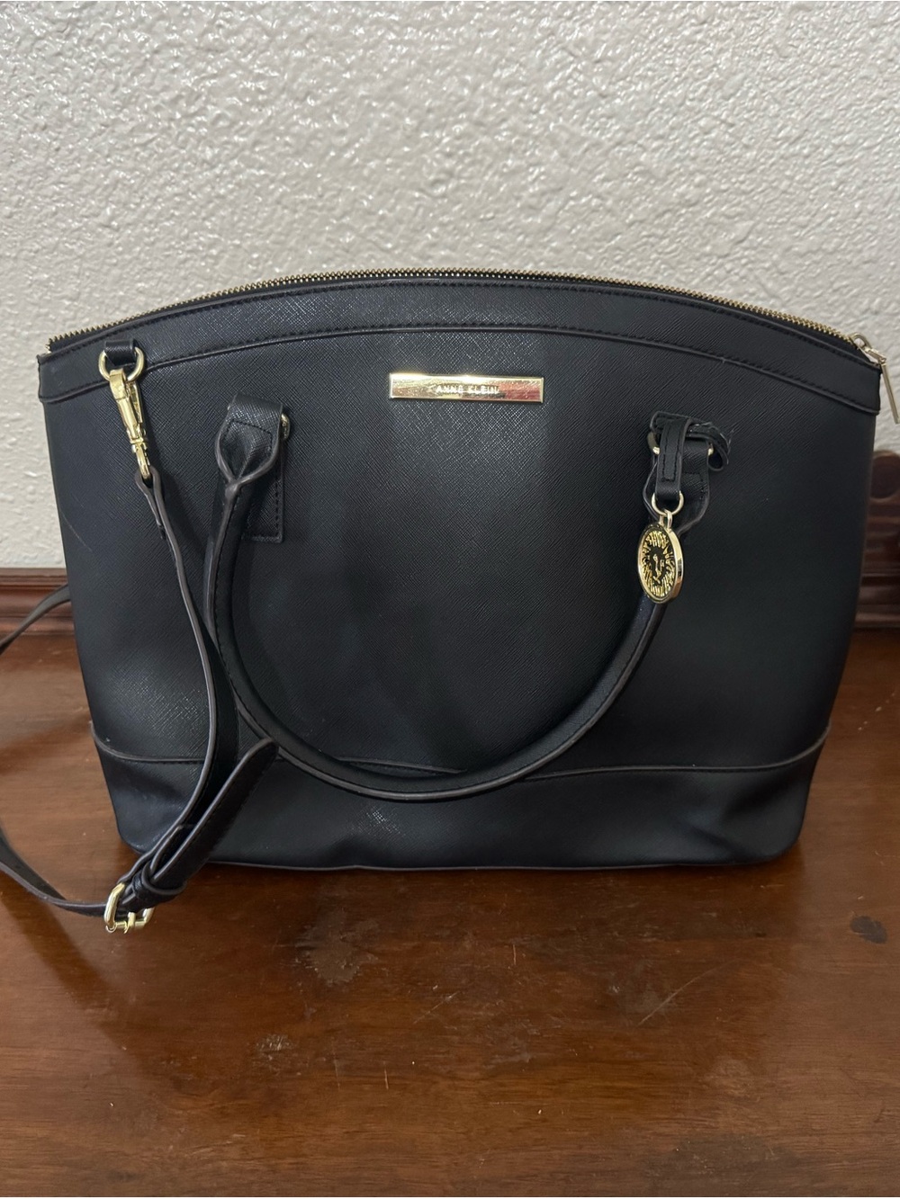 Anne Klein - Black Women’s Satchel Tote with Gold Hardware